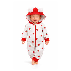 BRANDONN Baby Winter Fleece Romper – 320 GSM Hooded Zipper Onesie for Boys & Girls