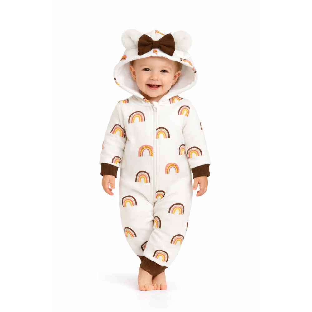 BRANDONN Baby Winter Fleece Romper – 320 GSM Hooded Zip Onesie (Unisex)