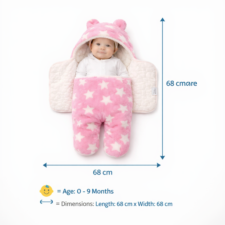 BRANDONN Newborn Hooded Swaddle Blanket Gift Set (Pack of 2), Star Print, 0–9 Months