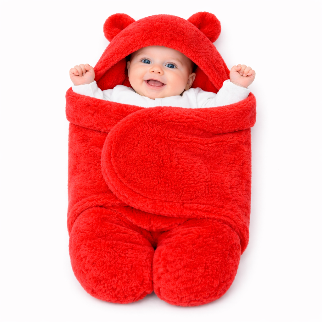 BRANDONN Newborn Hooded Swaddle Blanket, Solid Wearable Wrapper (Pack of 1), 0–9 Months