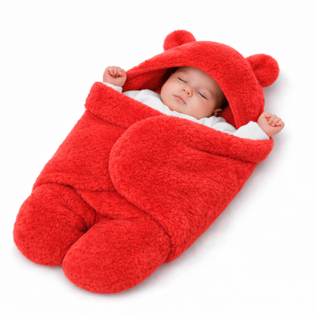 BRANDONN Newborn Hooded Swaddle Blanket, Solid Wearable Wrapper (Pack of 1), 0–9 Months