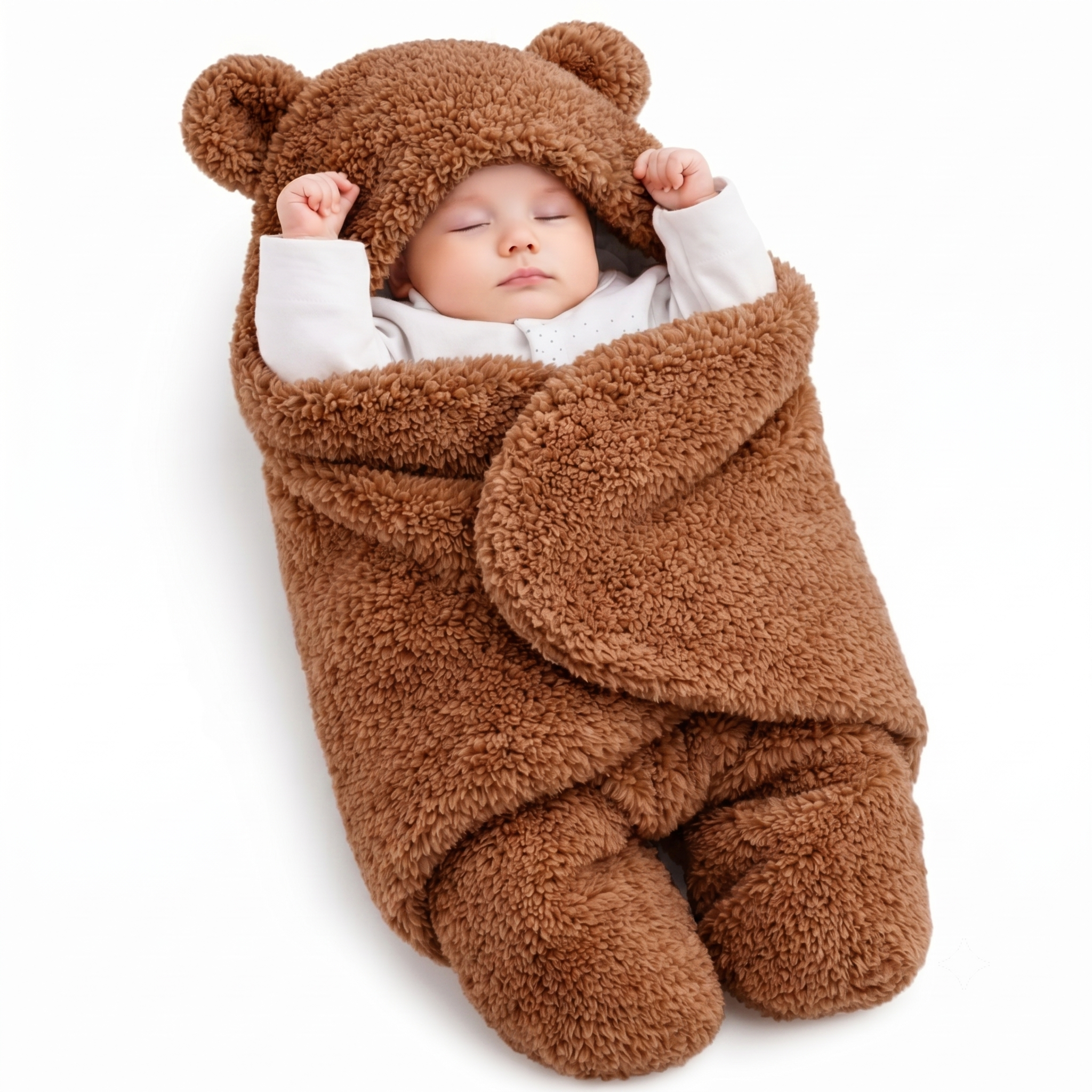 BRANDONN Newborn Hooded Swaddle Blanket, Solid Wearable Wrapper (Pack of 1), 0–9 Months