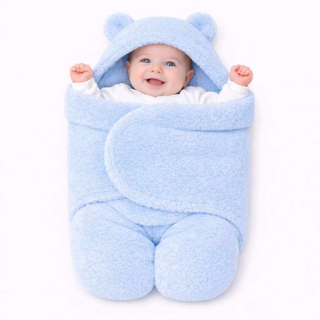 BRANDONN Newborn Hooded Swaddle Blanket, Solid Wearable Wrapper (Pack of 1), 0–9 Months