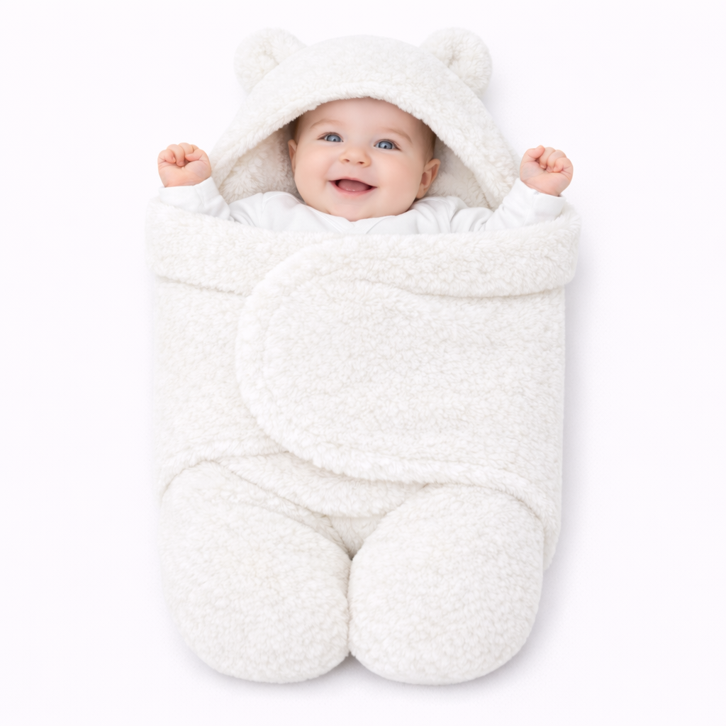 BRANDONN Newborn Hooded Swaddle Blanket, Solid Wearable Wrapper (Pack of 1), 0–9 Months