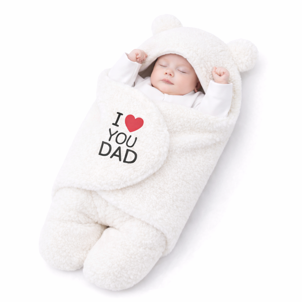 BRANDONN Hooded Newborn Swaddle Blanket with Love Embroidery (0–9 Months, Pack of 1)