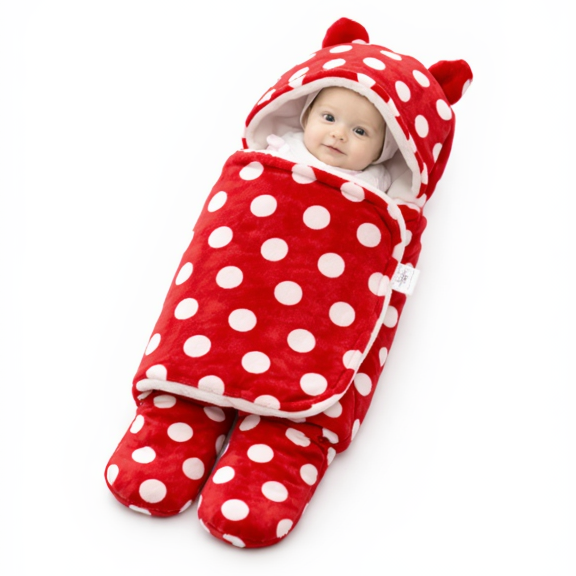 BRANDONN Newborn Hooded Swaddle Blanket, 68 x 68 cm, 0–9 Months (Pack of1)