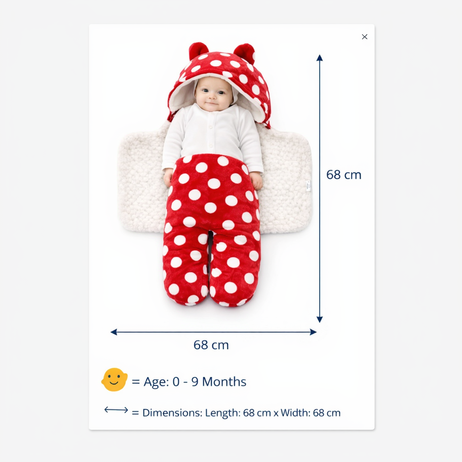 BRANDONN Newborn Hooded Swaddle Blanket, 68 x 68 cm, 0–9 Months (Pack of1)