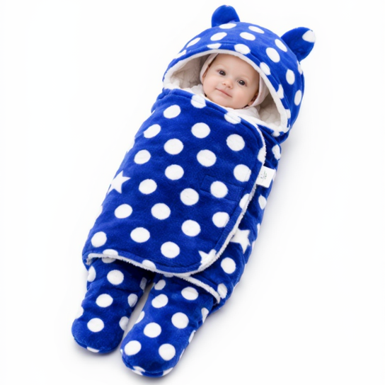 BRANDONN Newborn Hooded Swaddle Blanket, 68 x 68 cm, 0–9 Months (Pack of1)