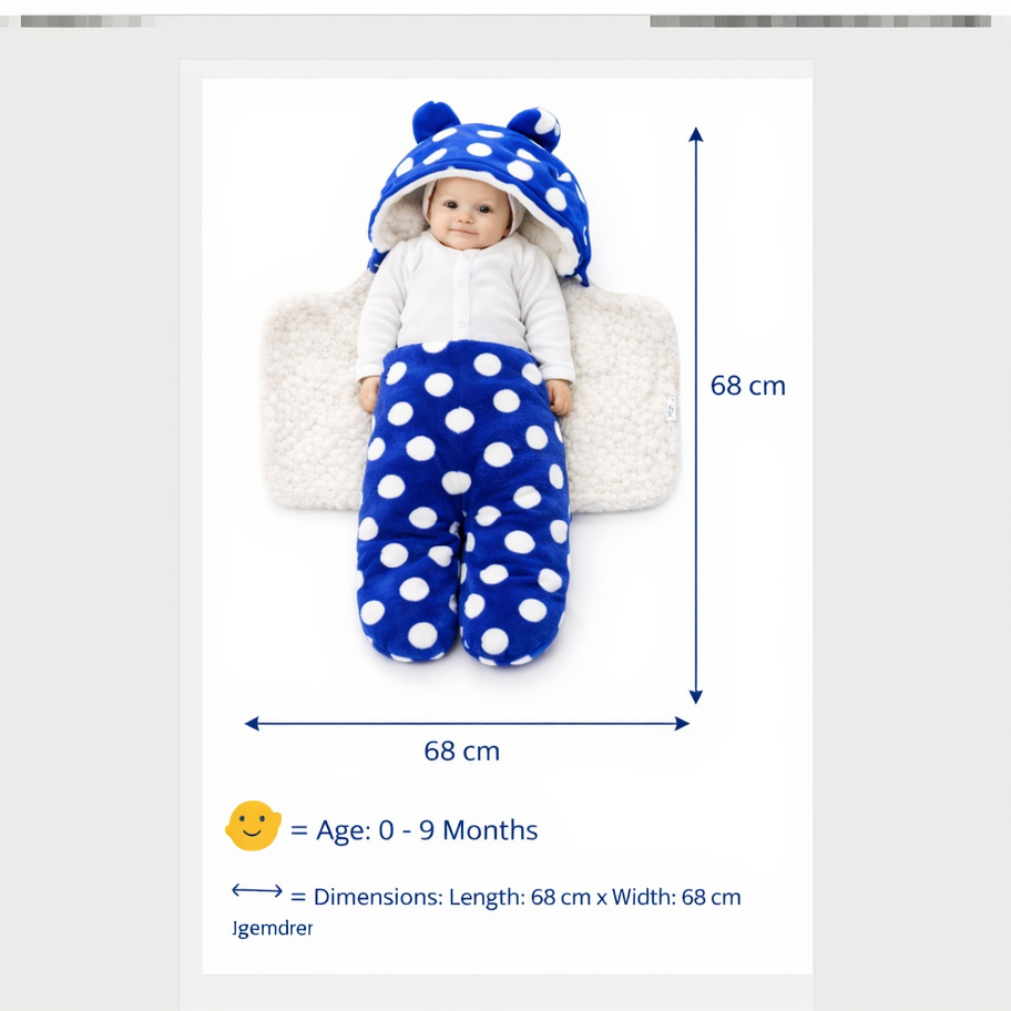 BRANDONN Newborn Hooded Swaddle Blanket, 68 x 68 cm, 0–9 Months (Pack of1)