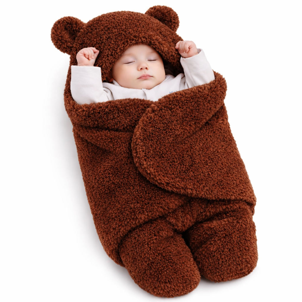 BRANDONN Newborn Baby Hooded Swaddle Blanket | Soft Wearable Baby Wrapper for 0–9 Months | Pack of 1