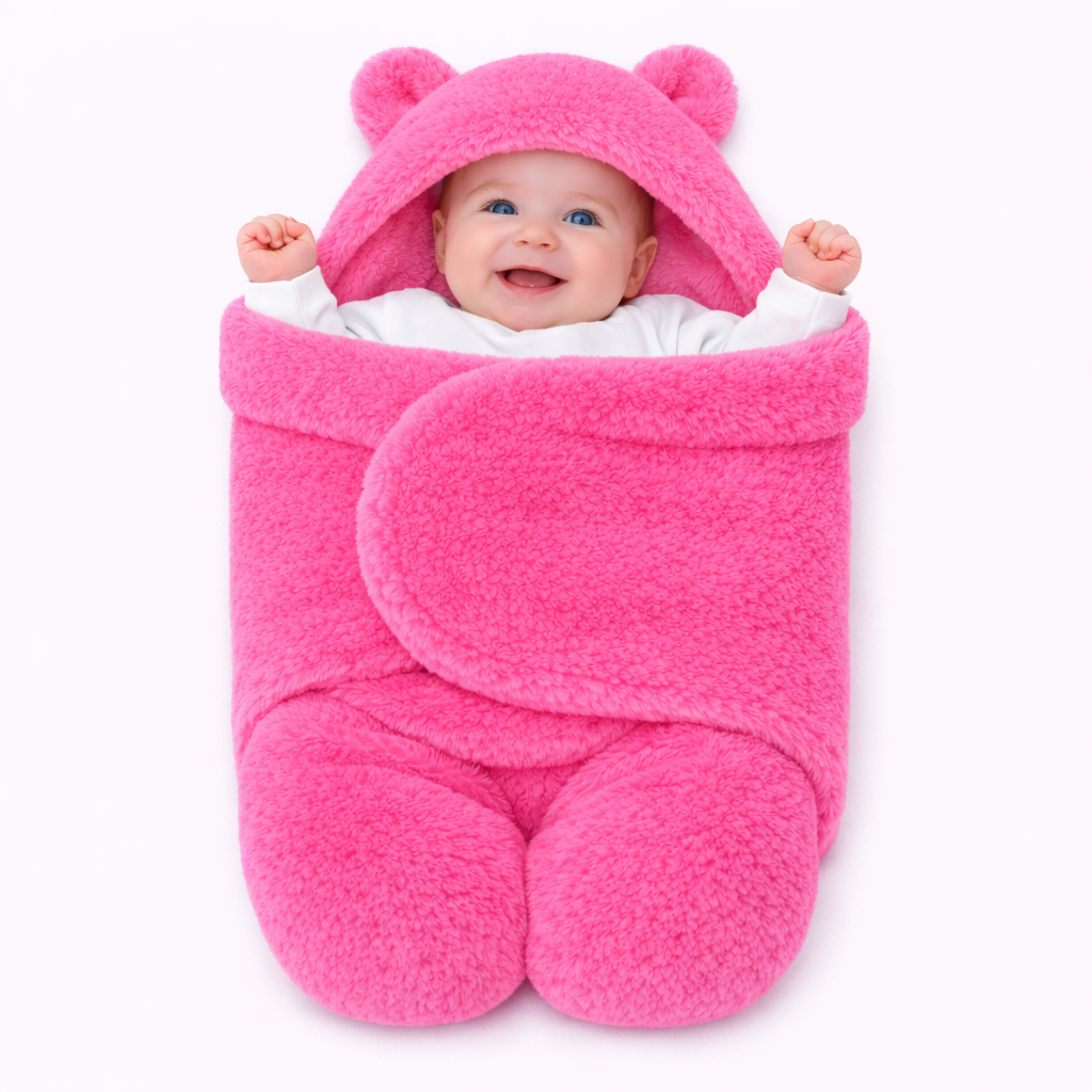BRANDONN Newborn Baby Hooded Swaddle Blanket | Soft Wearable Baby Wrapper for 0–9 Months | Pack of 1
