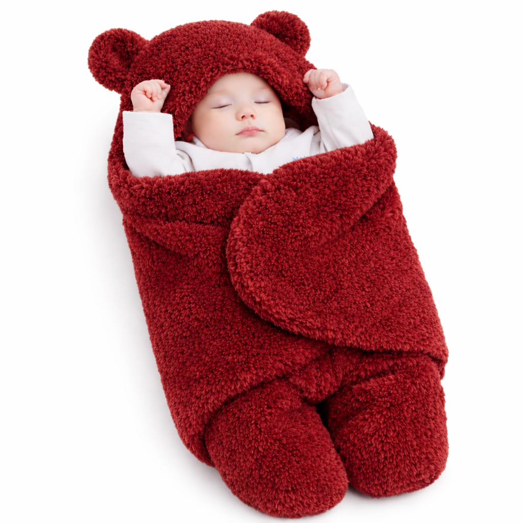 BRANDONN Newborn Baby Hooded Swaddle Blanket | Soft Wearable Baby Wrapper for 0–9 Months | Pack of 1