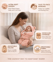 BRANDONN Newborn Baby Hooded Swaddle Blanket | Soft Wearable Baby Wrapper for 0–9 Months | Pack of 1