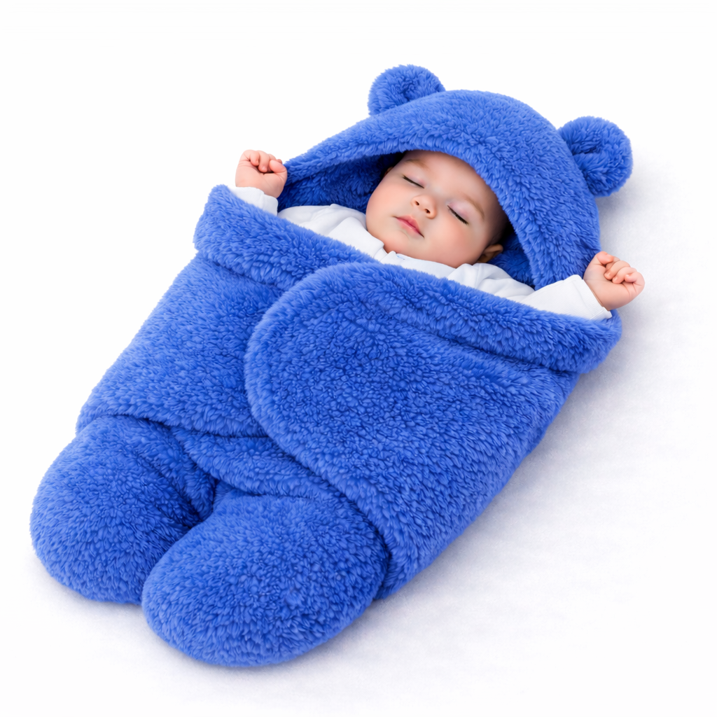 BRANDONN Newborn Baby Hooded Swaddle Blanket | Soft Wearable Baby Wrapper for 0–9 Months | Pack of 1