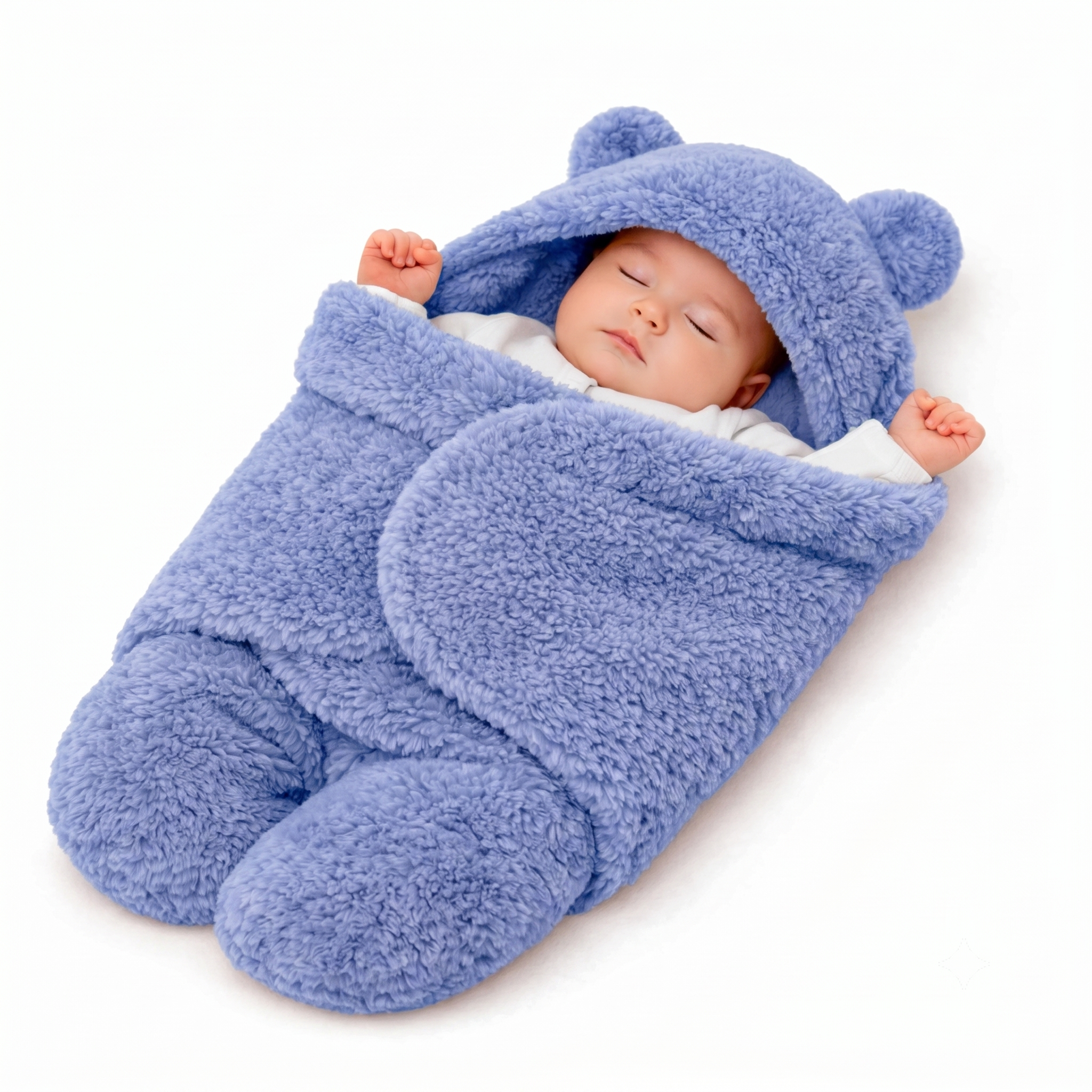 BRANDONN Newborn Hooded Swaddle Blanket, Solid Wearable Wrapper (Pack of 1), 0–9 Months