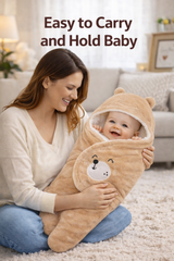 BRANDONN New born Baby Blanket Pack of Hooded Smiley Wearable Swaddle Wrapper PBRANDONN Hooded Baby Blanket Wrapper with Smiley Design for Newborns (0-12 Months)ack of 1, 0 - 9 Months