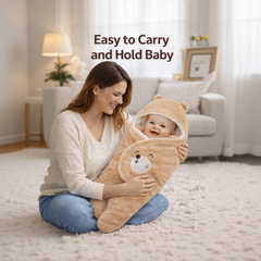 BRANDONN Hooded Smiley Baby Swaddle Blanket (0–9 Months, Pack of 1)