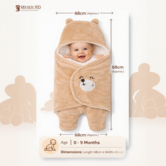 BRANDONN Hooded Smiley Baby Swaddle Blanket (0–9 Months, Pack of 1)