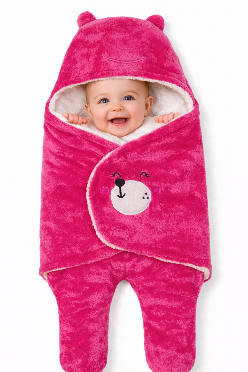 BRANDONN New born Baby Blanket Pack of Hooded Smiley Wearable Swaddle Wrapper PBRANDONN Hooded Baby Blanket Wrapper with Smiley Design for Newborns (0-12 Months)ack of 1, 0 - 9 Months