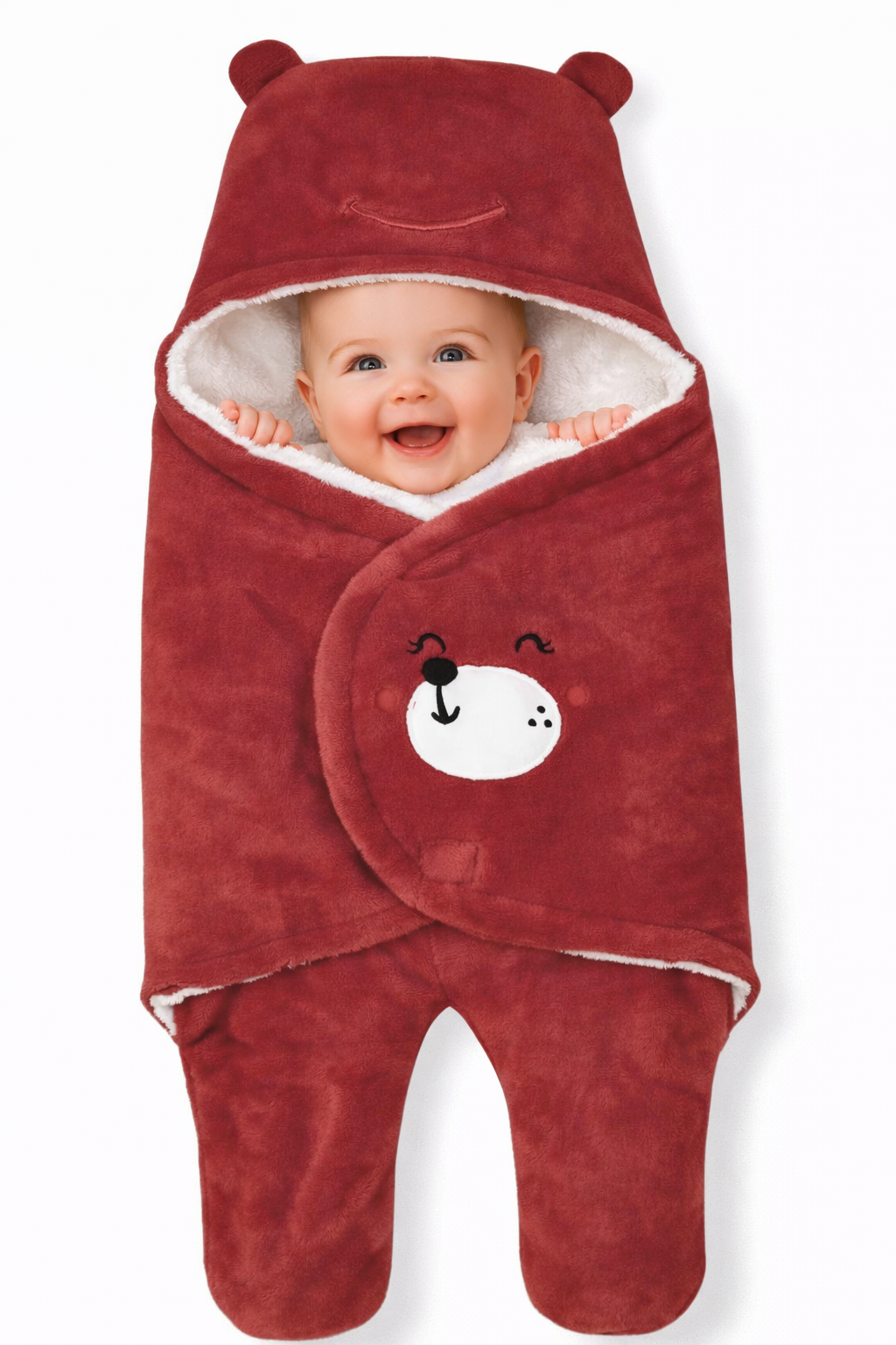 BRANDONN Hooded Smiley Baby Swaddle Blanket (0–9 Months, Pack of 1)