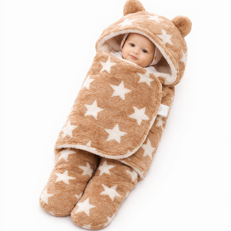 BRANDONN Newborn Hooded Swaddle Blanket, 68 x 68 cm, 0–9 Months (Pack of1)