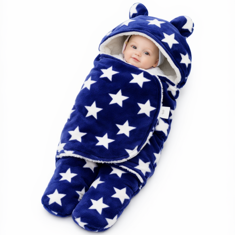 BRANDONN Newborn Hooded Swaddle Blanket, 68 x 68 cm, 0–9 Months (Pack of1)