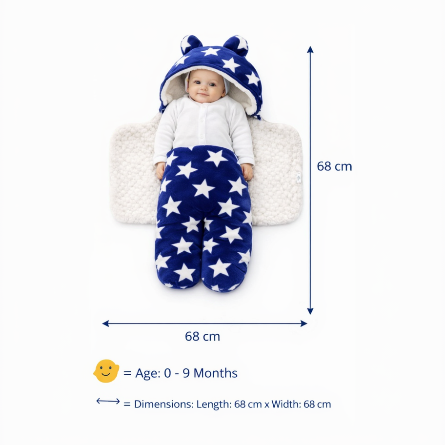 BRANDONN Newborn Hooded Swaddle Blanket, 68 x 68 cm, 0–9 Months (Pack of1)