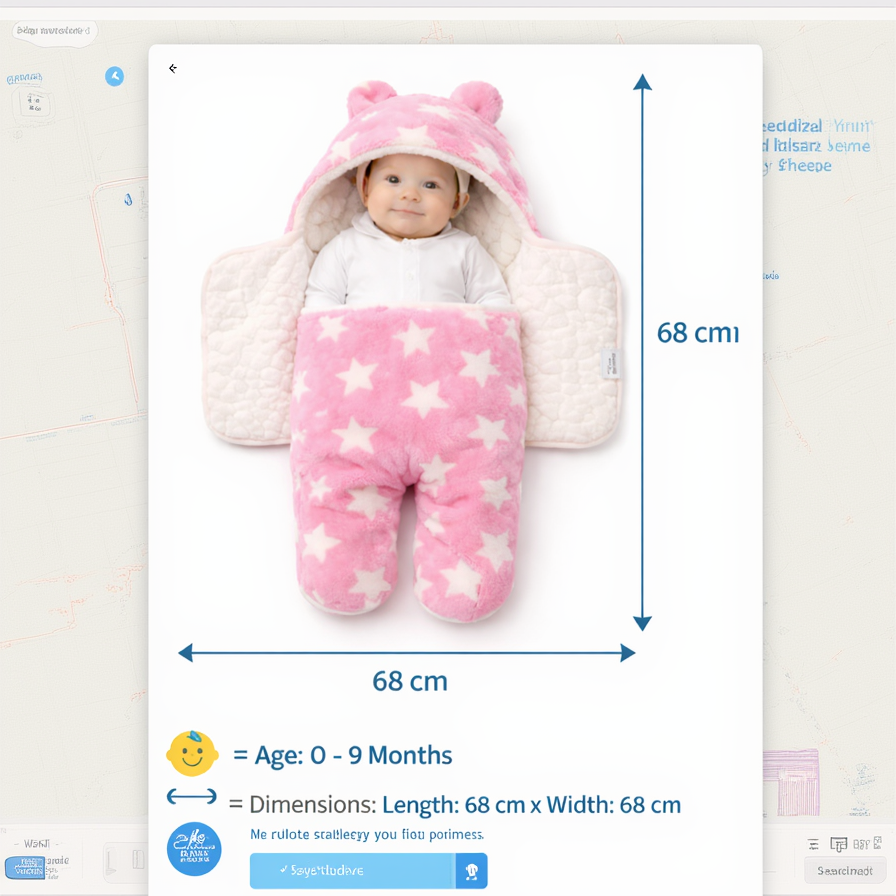 BRANDONN Newborn Hooded Swaddle Blanket, 68 x 68 cm, 0–9 Months (Pack of1)