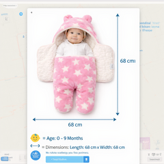 BRANDONN Newborn Hooded Swaddle Blanket, 68 x 68 cm, 0–9 Months (Pack of1)