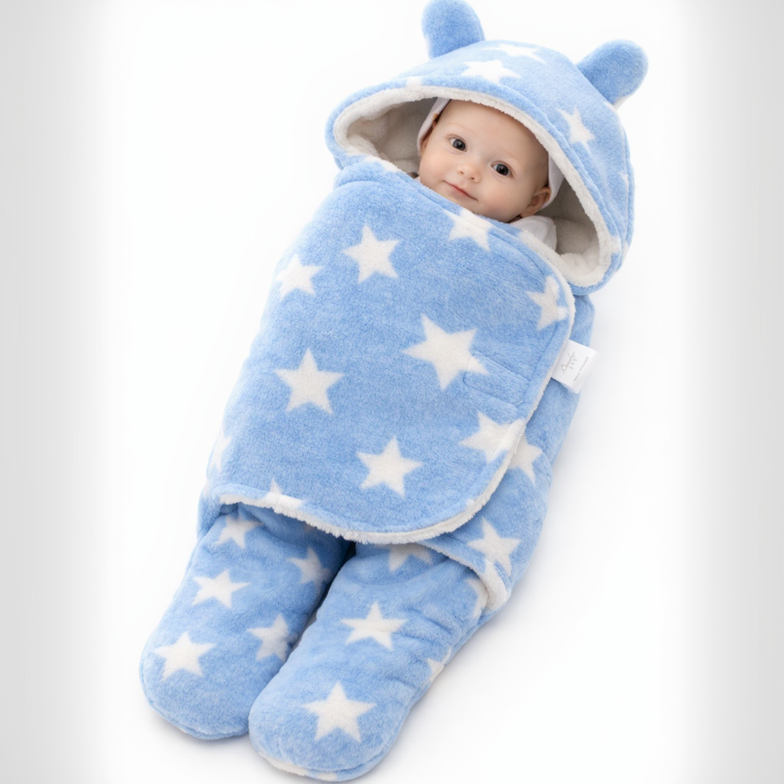 BRANDONN Newborn Hooded Swaddle Blanket, 68 x 68 cm, 0–9 Months (Pack of1)