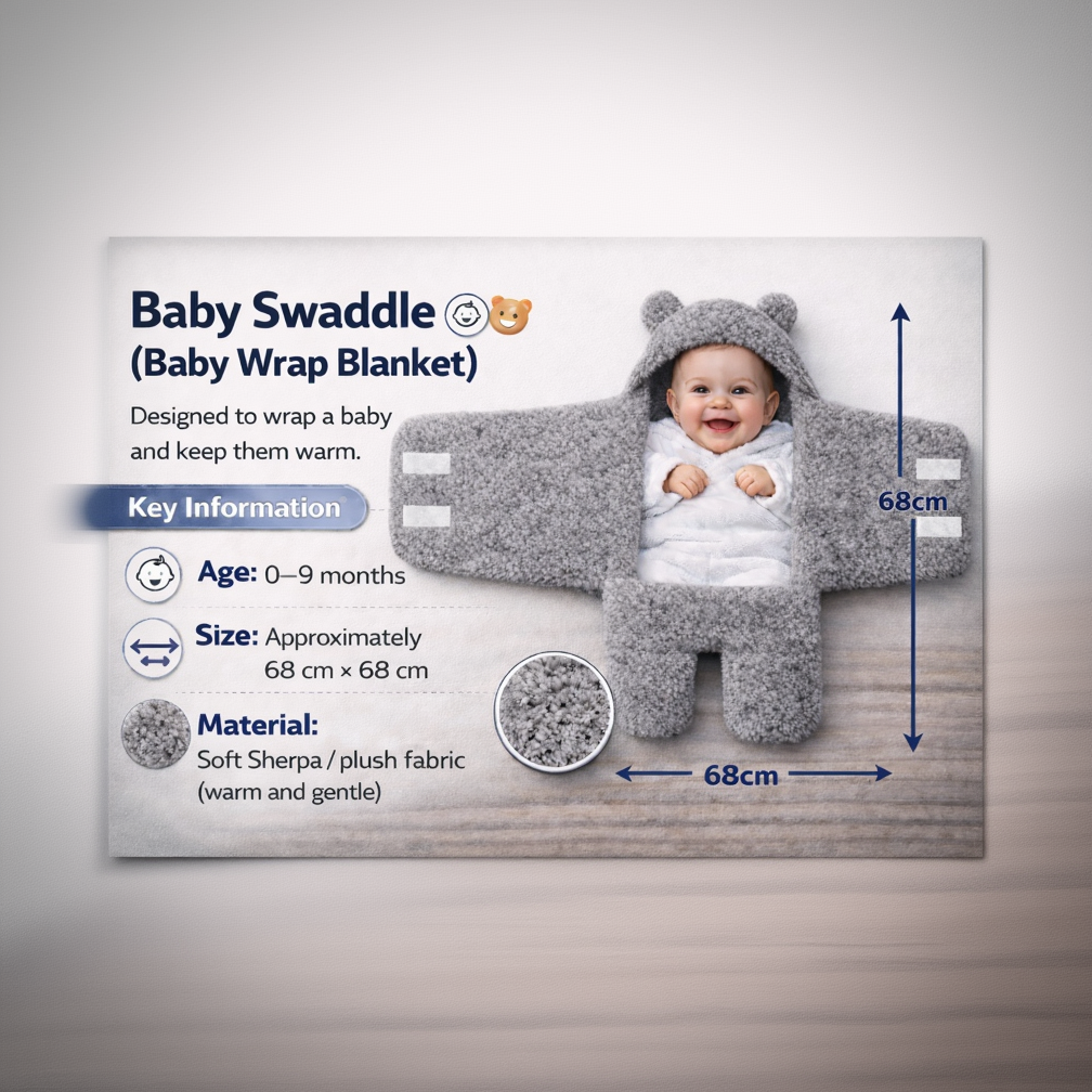 BRANDONN Hooded Newborn Swaddle Blanket – Unicorn, 0–9 Months