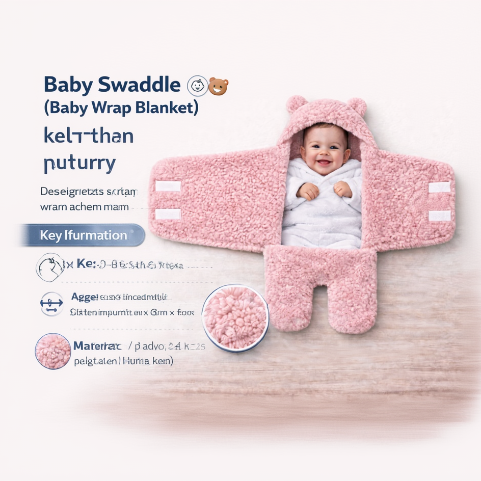 BRANDONN Hooded Newborn Swaddle Blanket – Unicorn, 0–9 Months