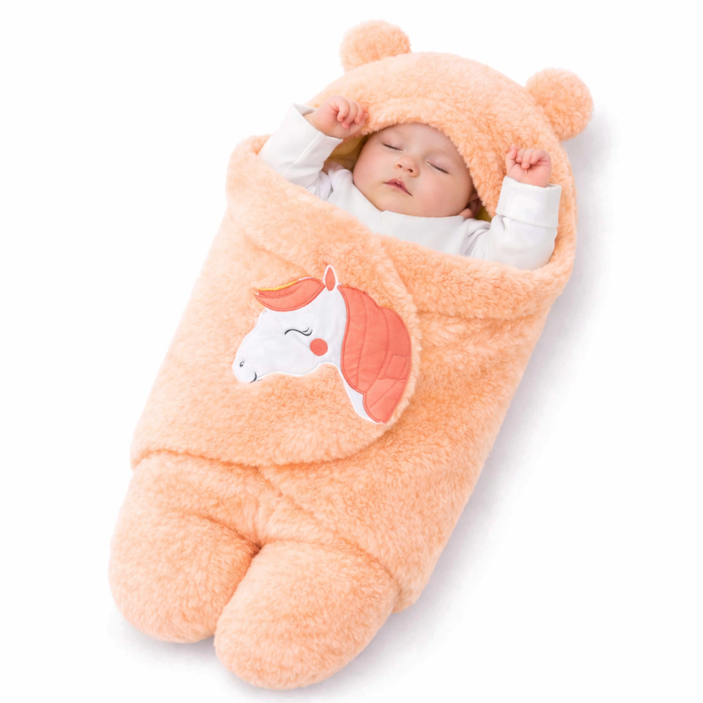 BRANDONN Hooded Newborn Swaddle Blanket – Unicorn, 0–9 Months