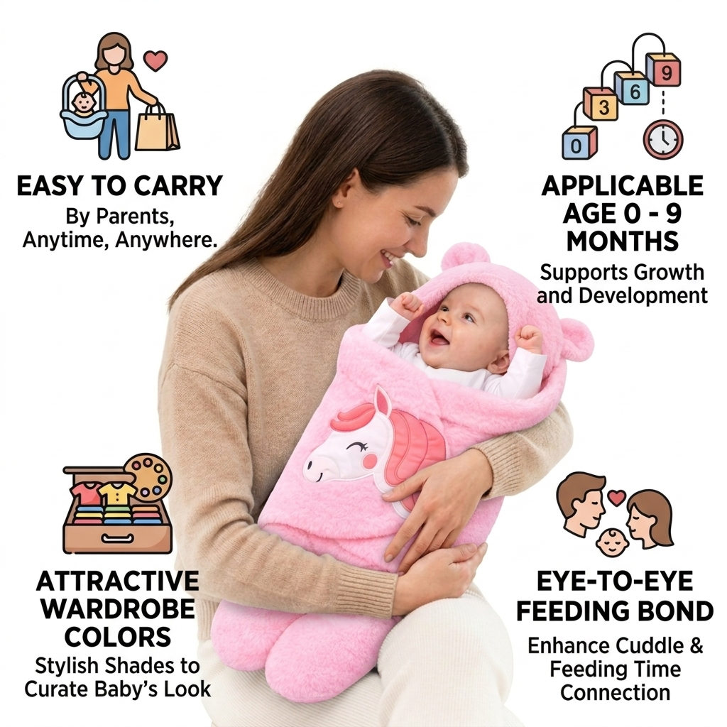 BRANDONN Hooded Newborn Swaddle Blanket – Unicorn, 0–9 Months