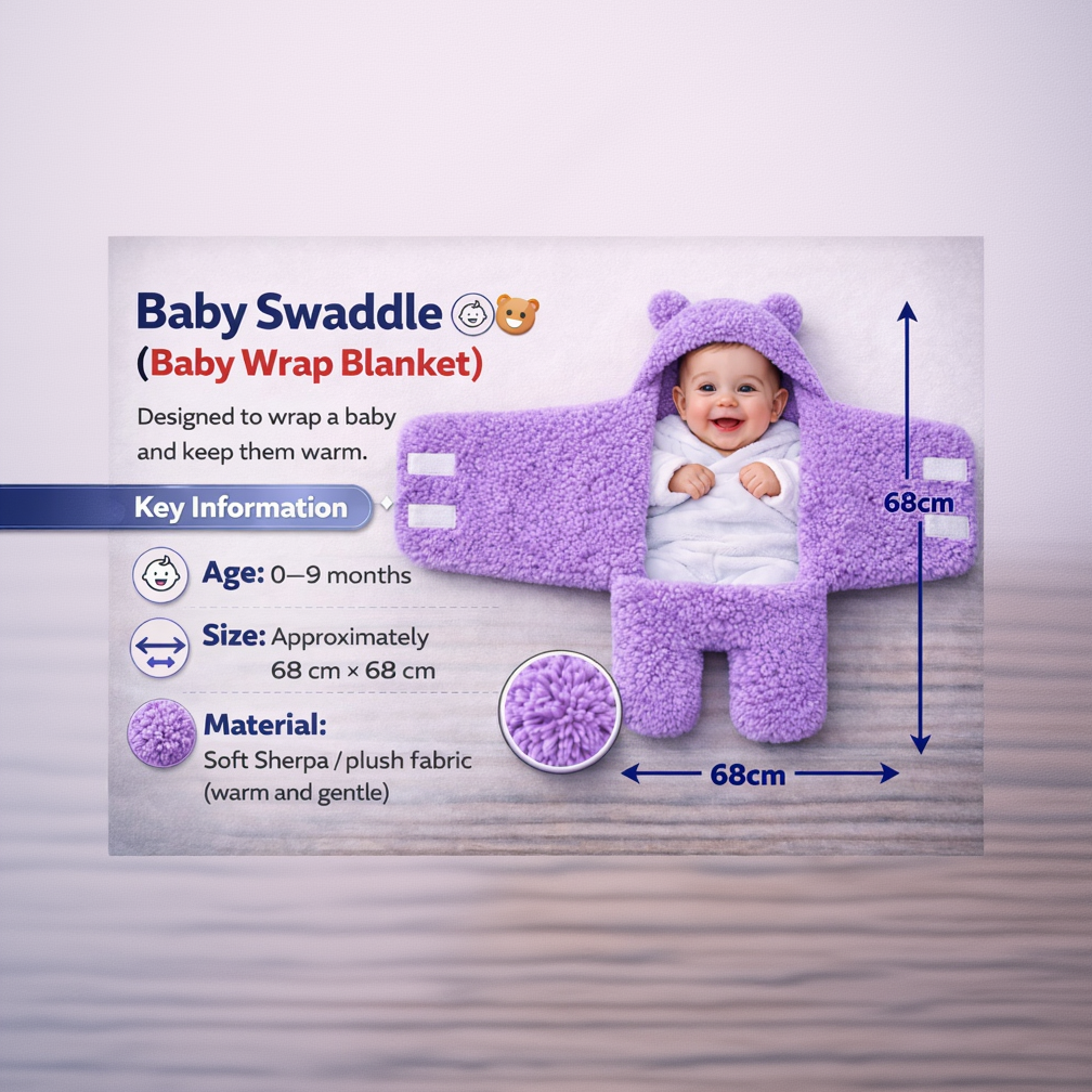 BRANDONN Hooded Newborn Swaddle Blanket – Unicorn, 0–9 Months