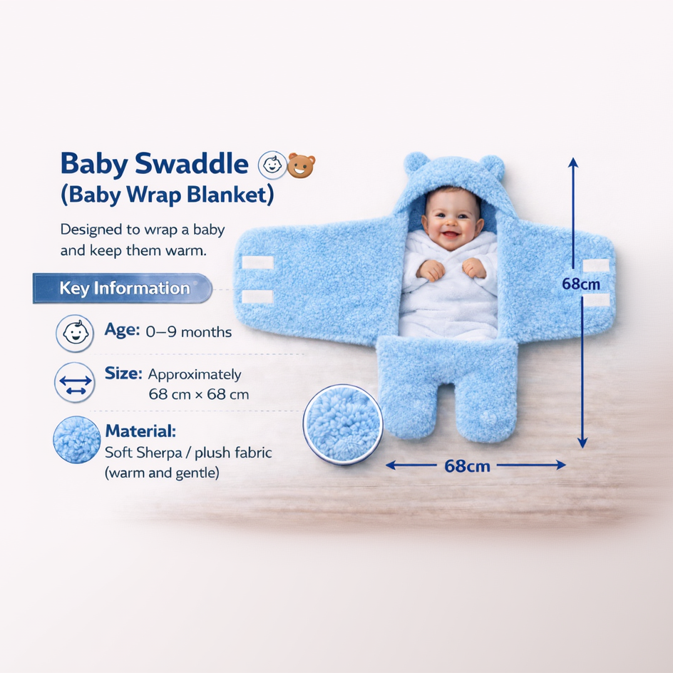 BRANDONN Hooded Newborn Swaddle Blanket – Unicorn, 0–9 Months