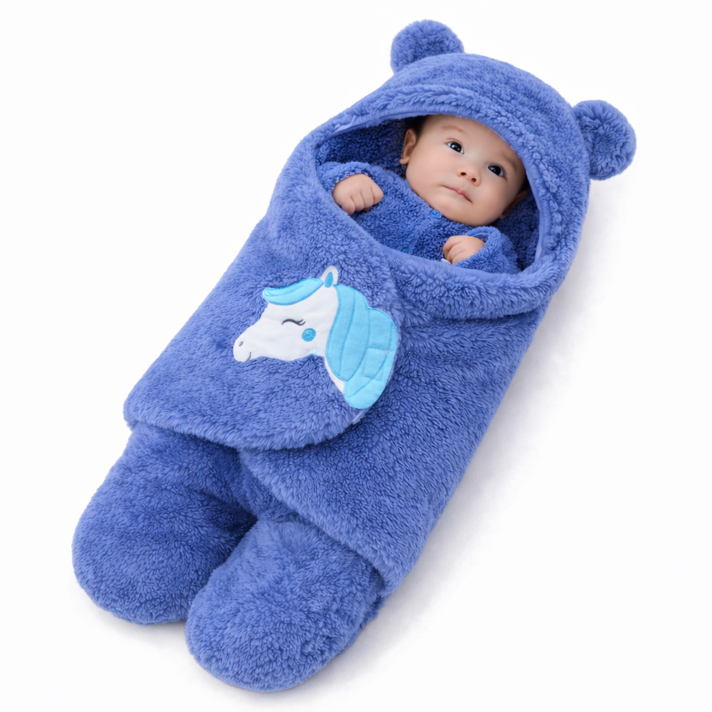 BRANDONN Hooded Newborn Swaddle Blanket – Unicorn, 0–9 Months