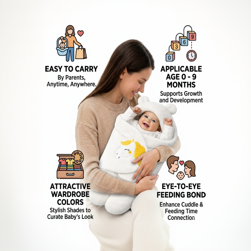 BRANDONN Hooded Newborn Swaddle Blanket – Unicorn, 0–9 Months