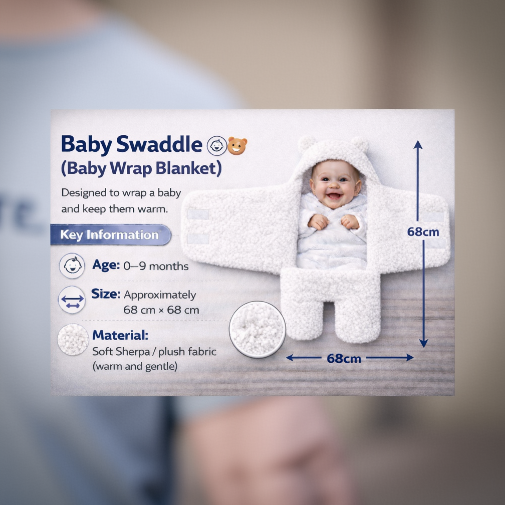 BRANDONN Hooded Newborn Swaddle Blanket – Unicorn, 0–9 Months