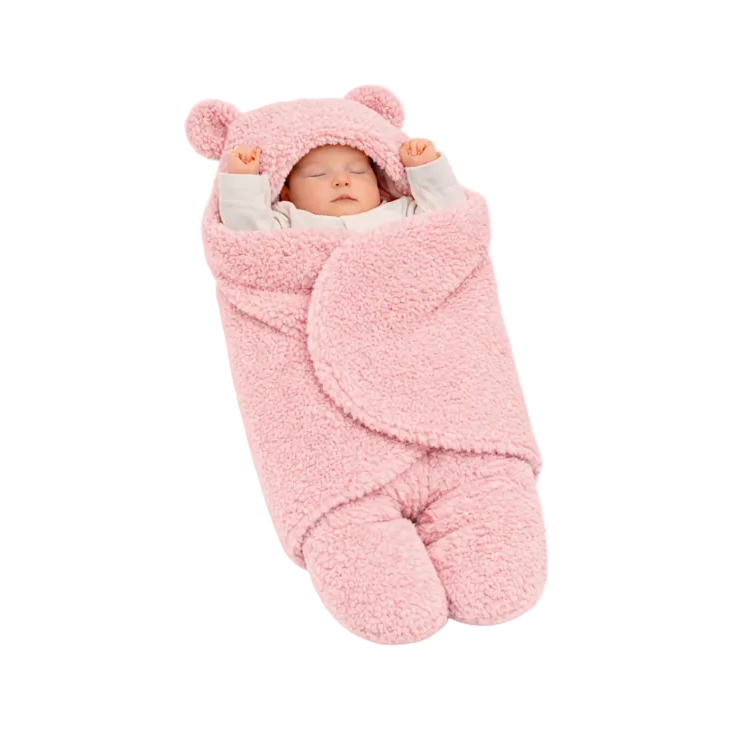BRANDONN Newborn Hooded Swaddle Blanket, Solid Wearable Wrapper (Pack of 1), 0–9 Months