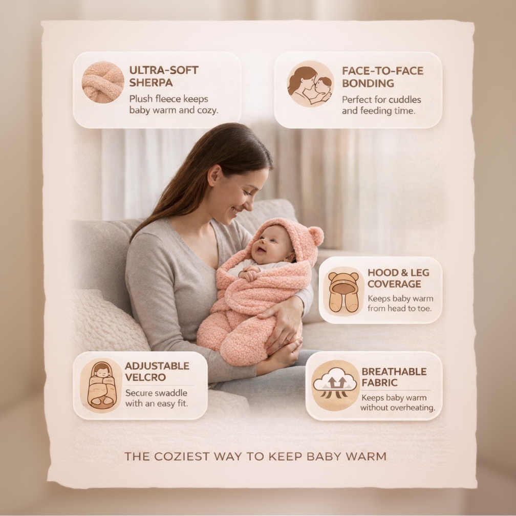 BRANDONN Newborn Hooded Swaddle Blanket, Solid Wearable Wrapper (Pack of 1), 0–9 Months