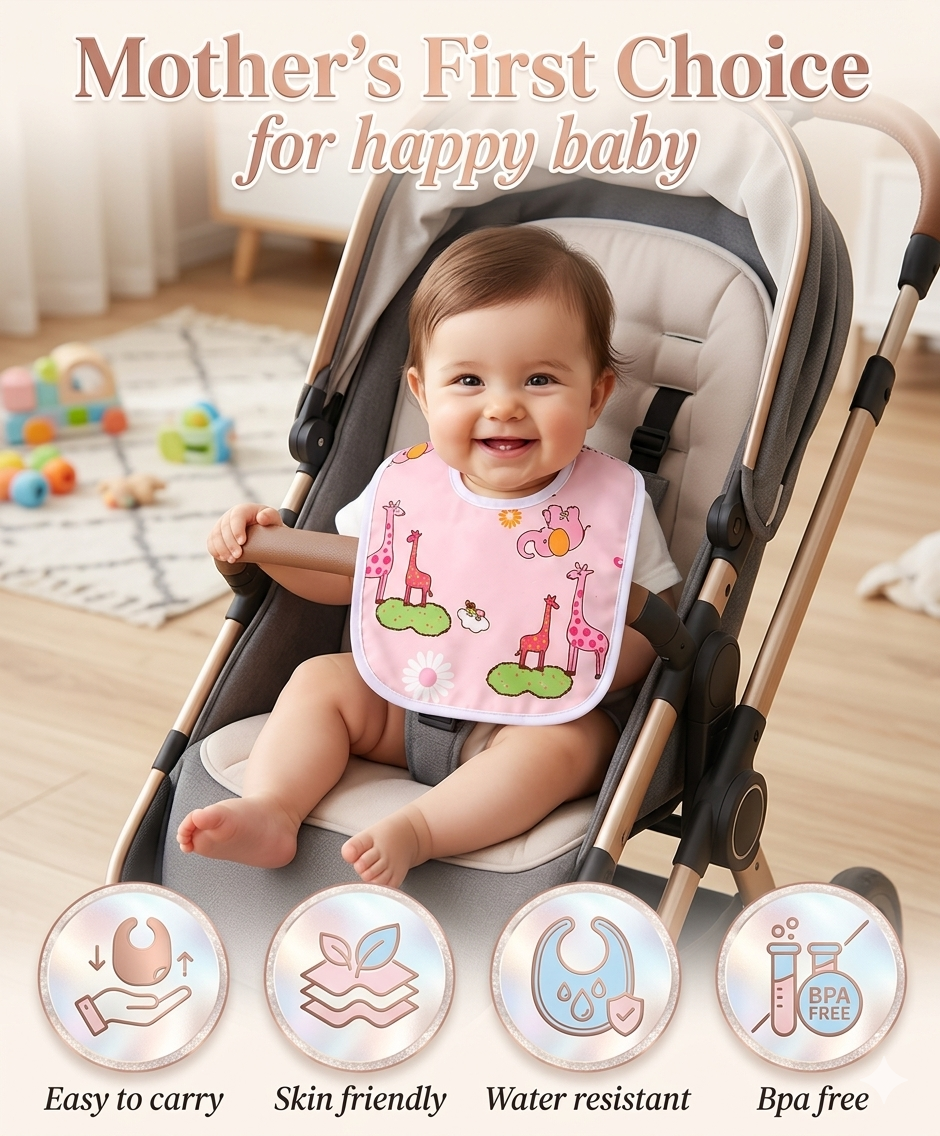 BRANDONN Newborn Multicolor Waterproof Cotton Bibs-(Fast Dry Bibs)