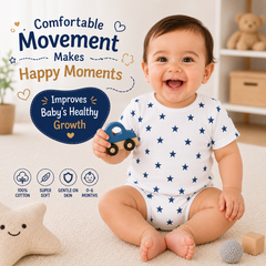 BRANDONN BabySoft Cotton Romper Set (Pack of 3) – Newborn Unisex Half Sleeve Bodysuits