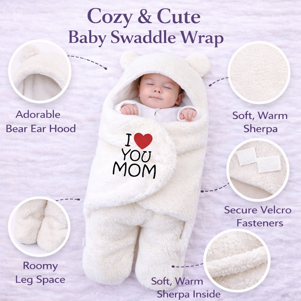 BRANDONN Newborn Hooded Swaddle Blanket Gift Set (Pack of 2), Love Embroidered, 0–9 Months**