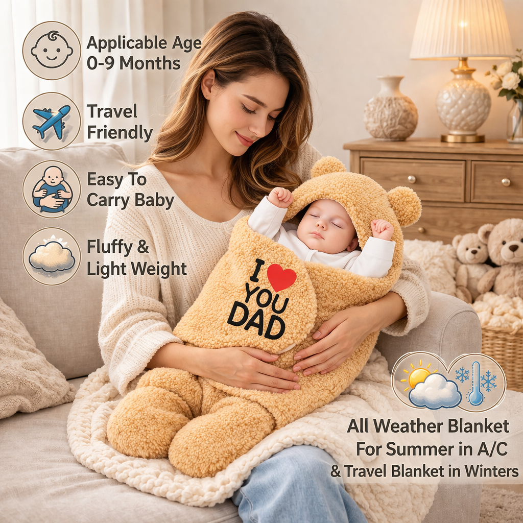 BRANDONN Newborn Hooded Swaddle Blanket Gift Set (Pack of 2), Love Embroidered, 0–9 Months**