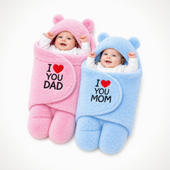 BRANDONN Newborn Hooded Swaddle Blanket Gift Set (Pack of 2), Love Embroidered, 0–9 Months**