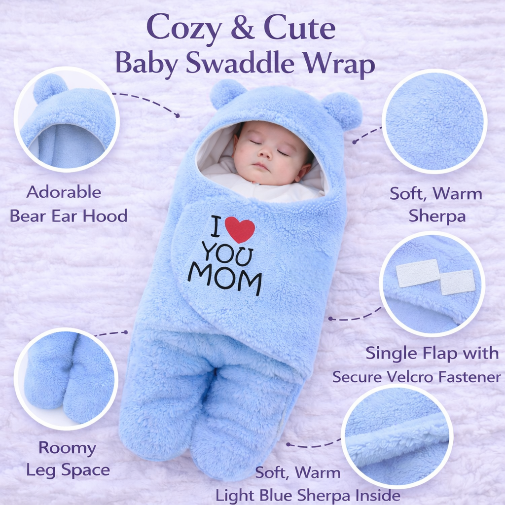 BRANDONN Newborn Hooded Swaddle Blanket Gift Set (Pack of 2), Love Embroidered, 0–9 Months**