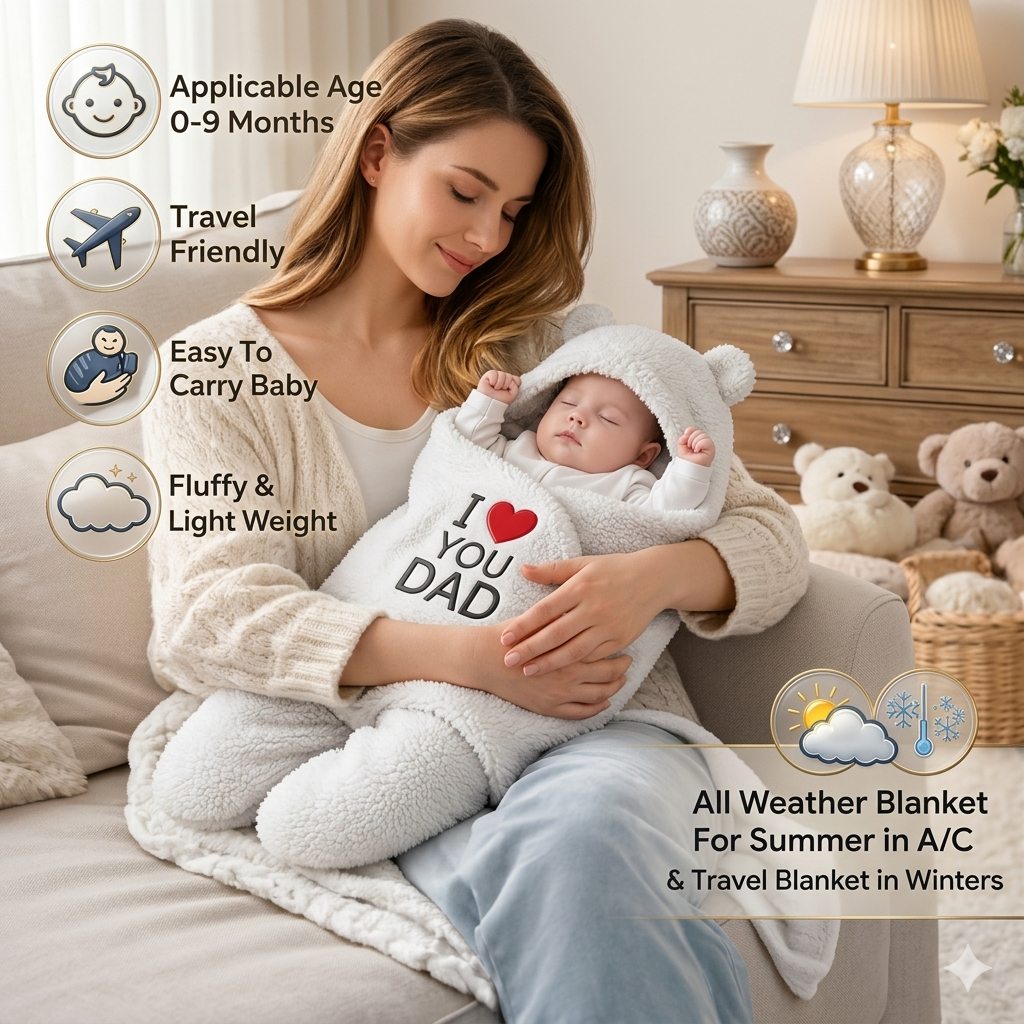 BRANDONN Newborn Hooded Swaddle Blanket Gift Set (Pack of 2), Love Embroidered, 0–9 Months**