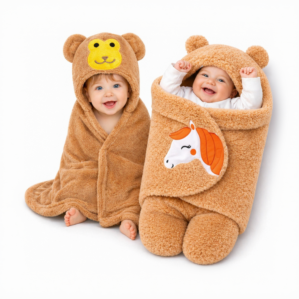 BRANDONN Newborn Baby Blanket & Swaddle Gift Set (Pack of 2, 0–12 Months)