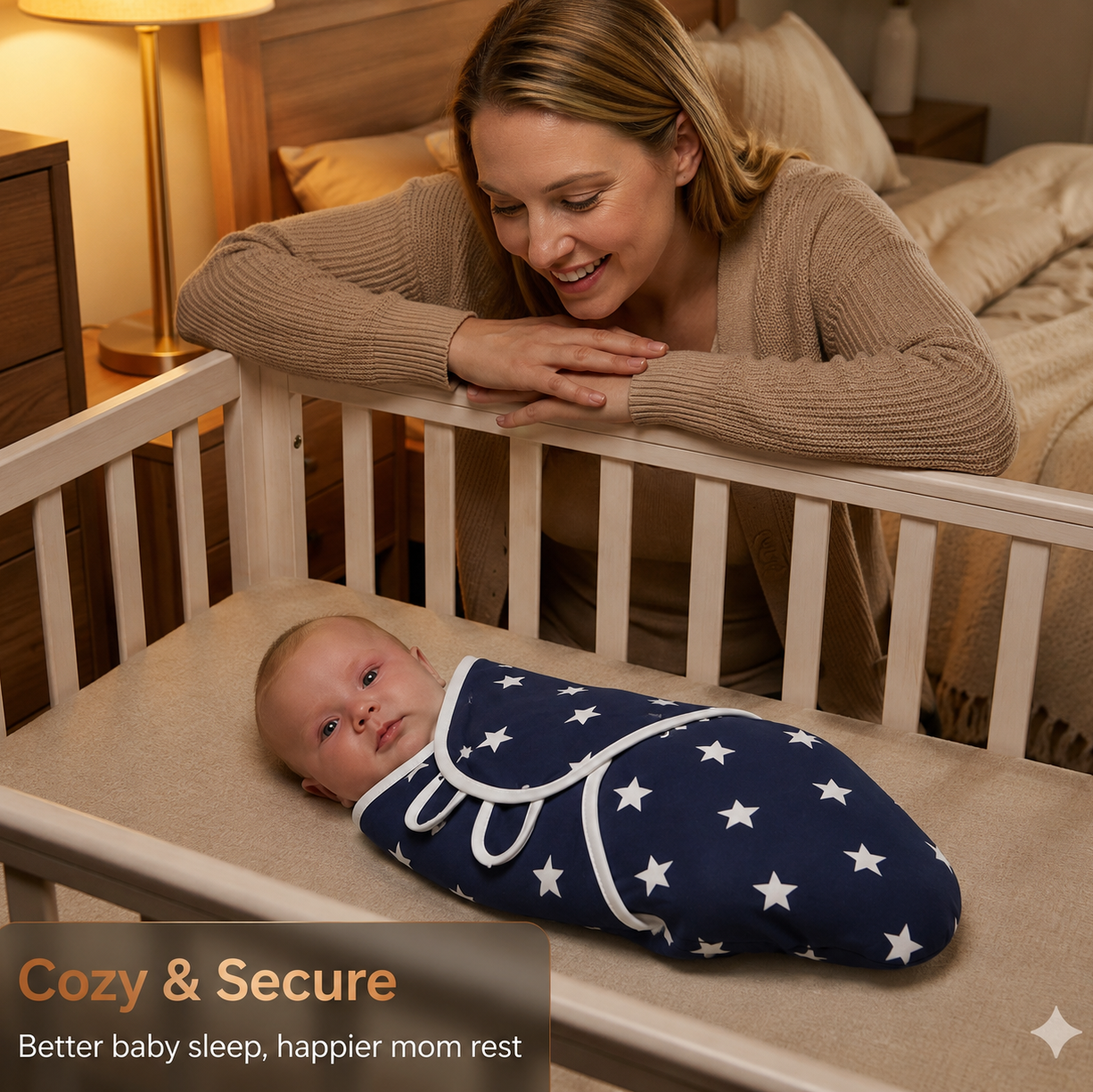 BRANDONN Baby Swaddle Wrap & Cotton Blanket Set for Newborns (0–6 Months), Adjustable, Soft 100% Cotton, Pack of 2, Multi-Color